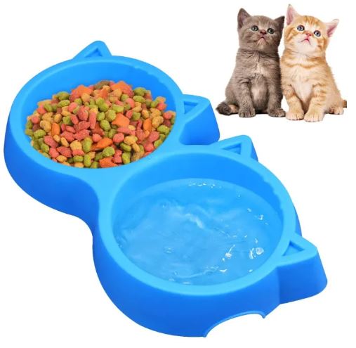 Pack of 2 – Cat Face Double Pet Bowls | Food & Water Feeder