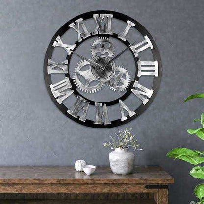 Roman Wall Clock – Silver Finish for Home &amp; Gift