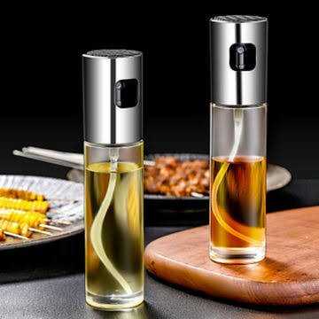 Olive Oil Sprayer Bottle – Reusable Glass &amp; Stainless Steel Oil Dispenser