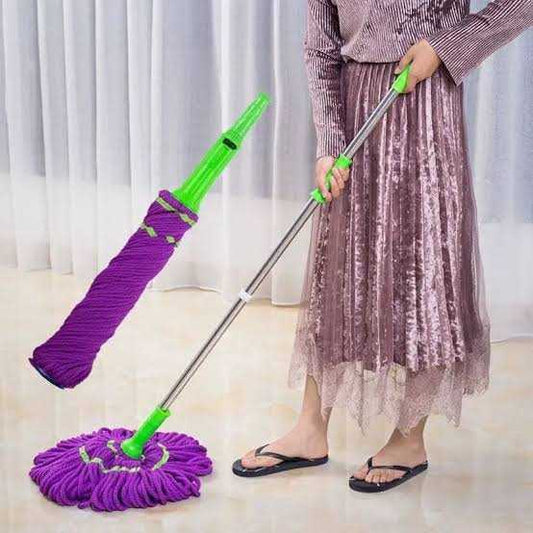 Microfiber Twist Mop with Long Handle – Absorbent Floor Cleaner with Scrub Pad