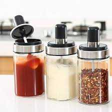 Glass Spice Jar with Stainless Steel Lid and Serving Spoon – 8.5oz (250ml)