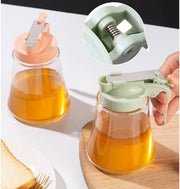 Glass Honey & Syrup Dispenser – Stainless Steel Press, Leak-Proof & Non-Drip Bottle