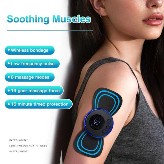 EMS Muscle Stimulator Patch & LCD Neck Massager – 8 Modes for Pain Relief & Muscle Recovery