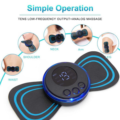 EMS Muscle Stimulator Patch & LCD Neck Massager – 8 Modes for Pain Relief & Muscle Recovery